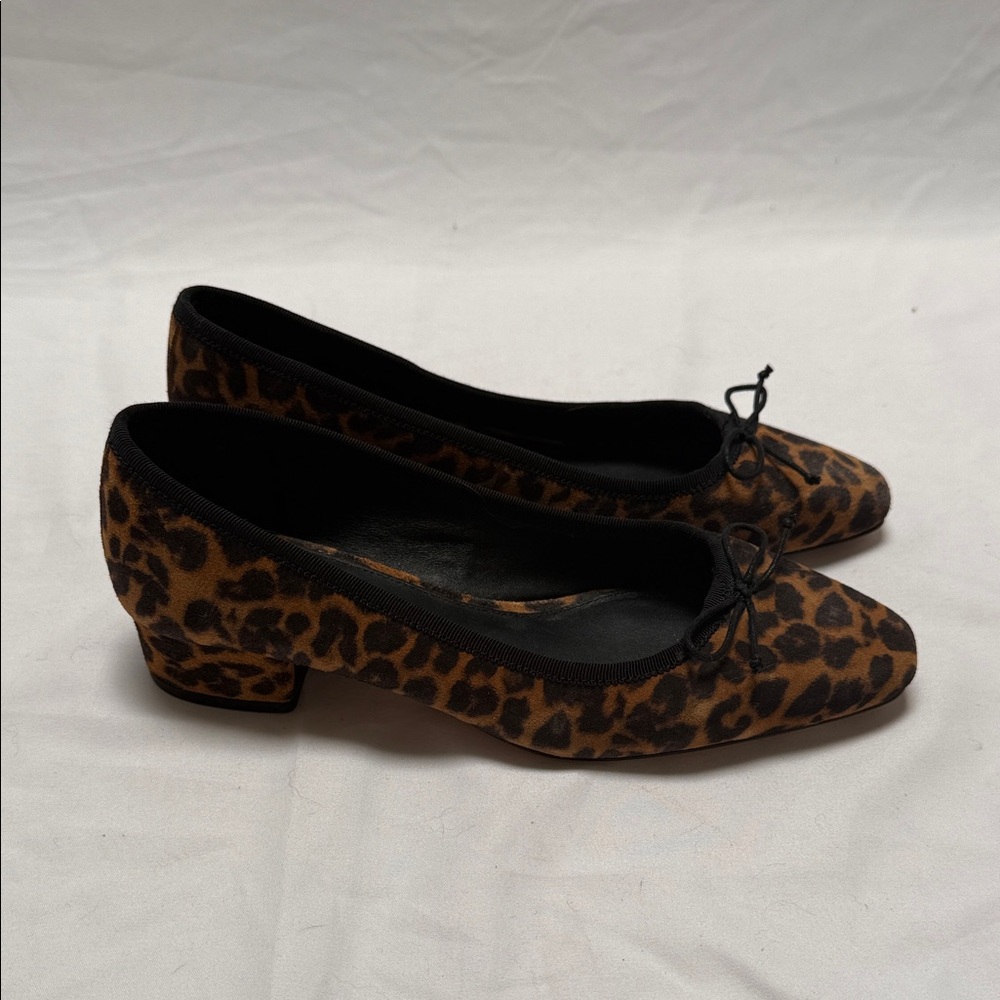 Veronica Beard Cecile Suede Leopard Print Ballet Heels